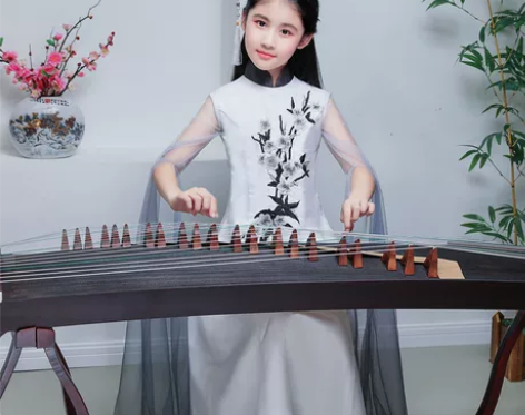现代儿童古筝服演出服女童古装春夏衣服古筝二...