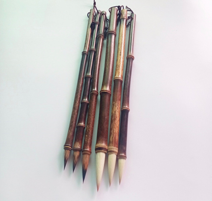 自家老人老技师纯手工制作的精致紫毫毛笔和兼...