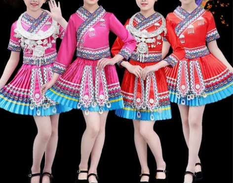 新款苗族儿童演出服女土家族三月三广西壮族葫...