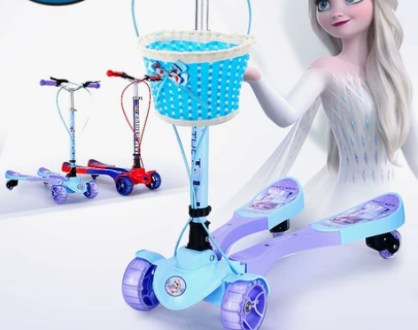 迪士尼儿童蛙式滑板车3—6—12岁女男孩四...