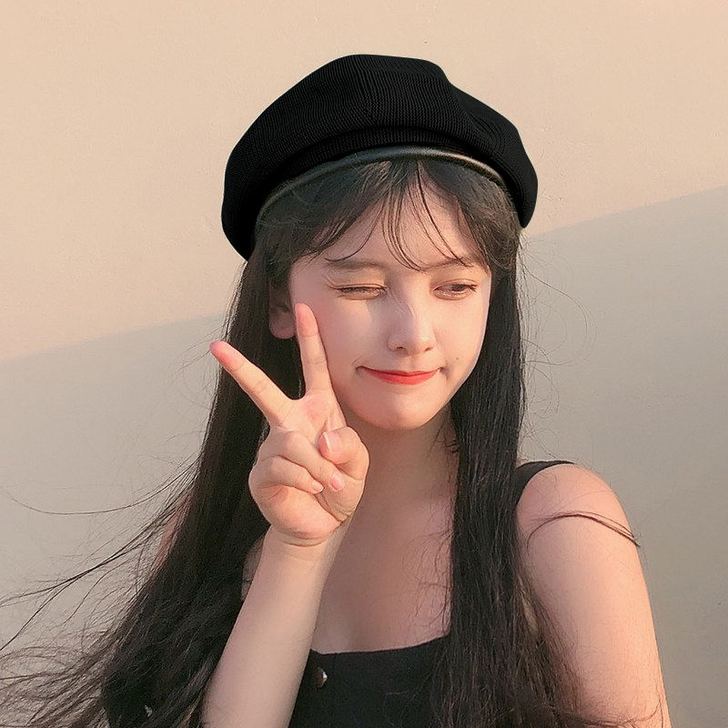贝雷帽女夏季韩版日系纯色百搭画家帽休闲甜美...