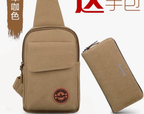 送手包胸包男士运动潮包休闲帆布斜挎包单肩包...