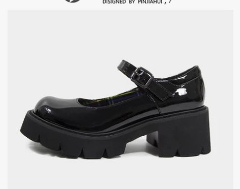 2021春季新品玛丽珍鞋小码粗跟厚底学院风...