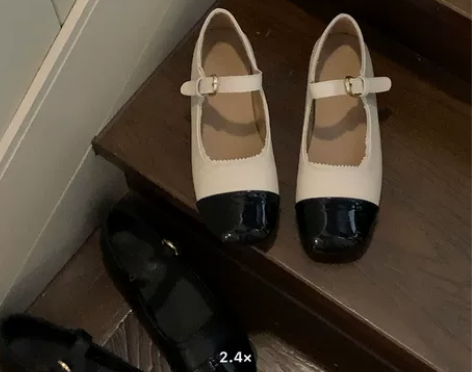 ?复古赫本风撞色圆头小香单鞋女士减龄玛丽珍...