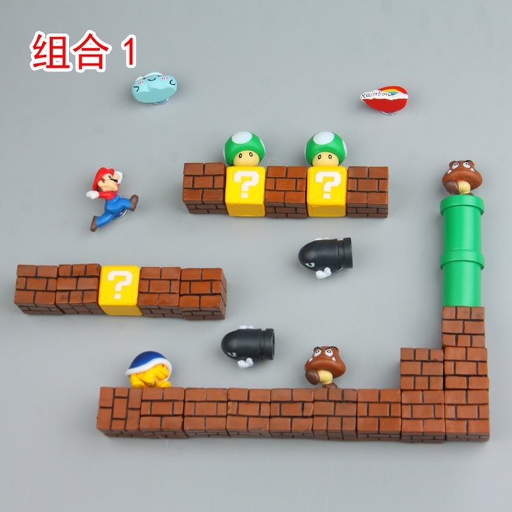 创意卡通田园超级玛丽冰箱贴马里奥装饰磁贴留...