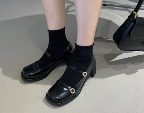 仙女高跟鞋2021年秋款韩版粗跟玛丽珍鞋复...