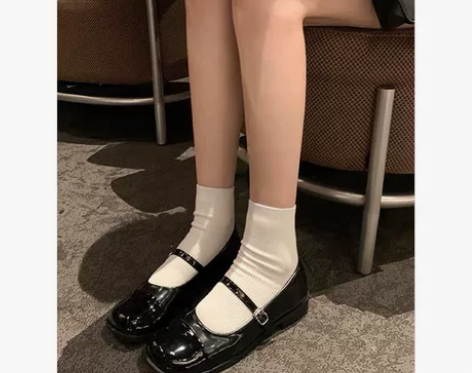 黑白玛丽珍鞋女2022春夏新款小香风一字扣...