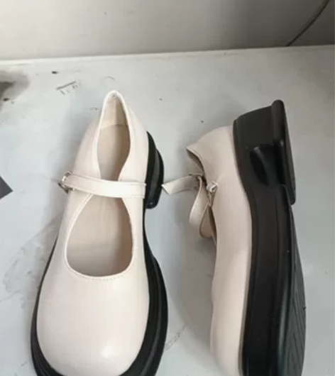 30包邮全新37码白色厚底小皮鞋jk鞋增高...