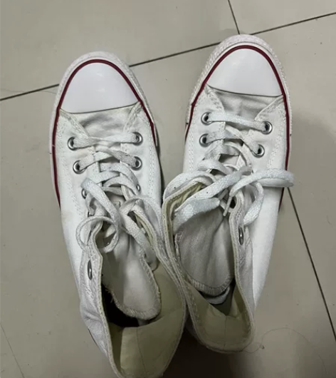 匡威白色高帮帆布鞋 37码 实体店入  新...