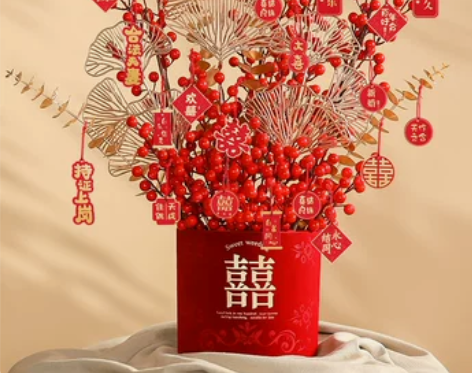 订婚摆件结婚礼物送新人婚房布置抱抱桶房间客...