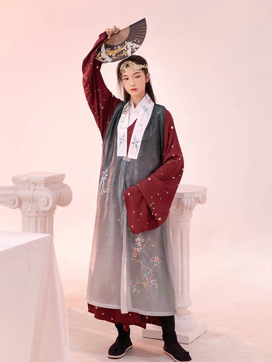 全新汉尚华莲齐悦改良汉服男女CP同款比甲直...