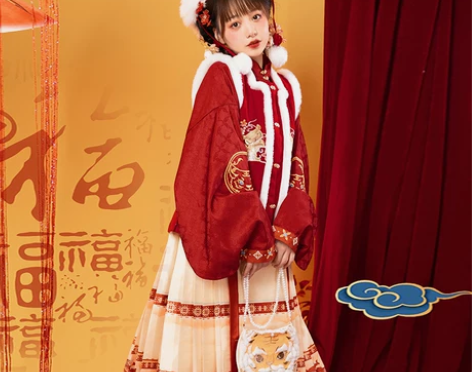 芸梦溪虎虎迎春汉服女明制马面裙中国风原创正...