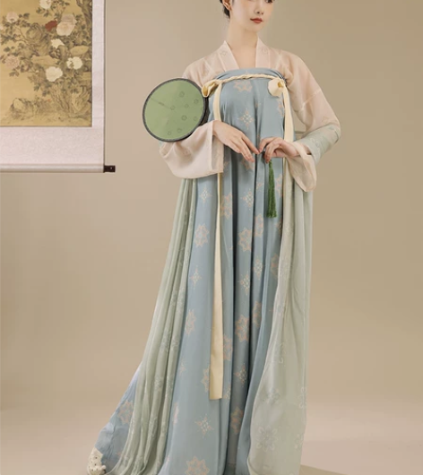 桔屿原创汉服女【长安花】唐制齐胸衫裙复原中...