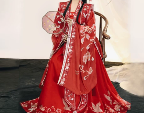 慕晴瑶原创正品莲鹤语汉服女宋制霞帔齐腰襦裙...