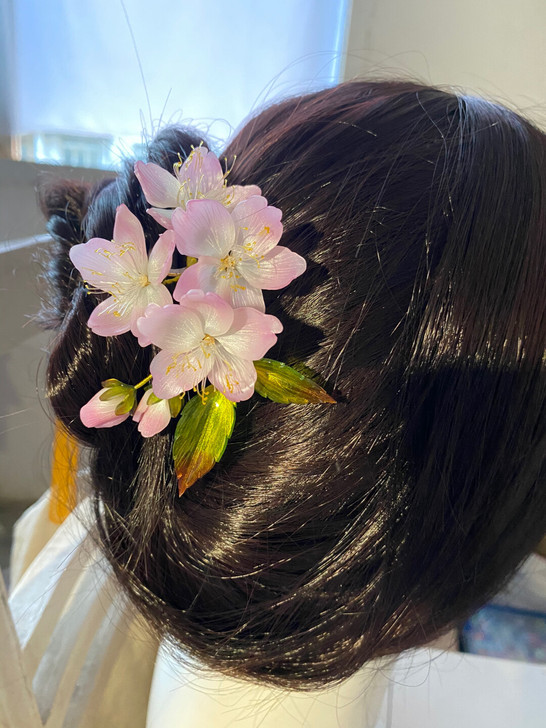 汉服配饰樱花发钗原创热缩片樱花发夹簪子