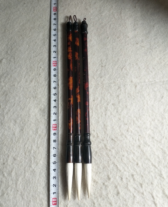 善琏湖笔老纯羊毫笔三支合拍，八十年代做的老...