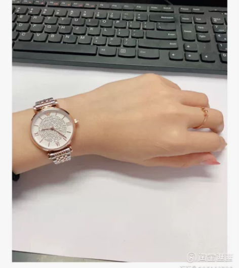 阿玛尼满天星手表,玫瑰金和银色拼色款,淘宝...