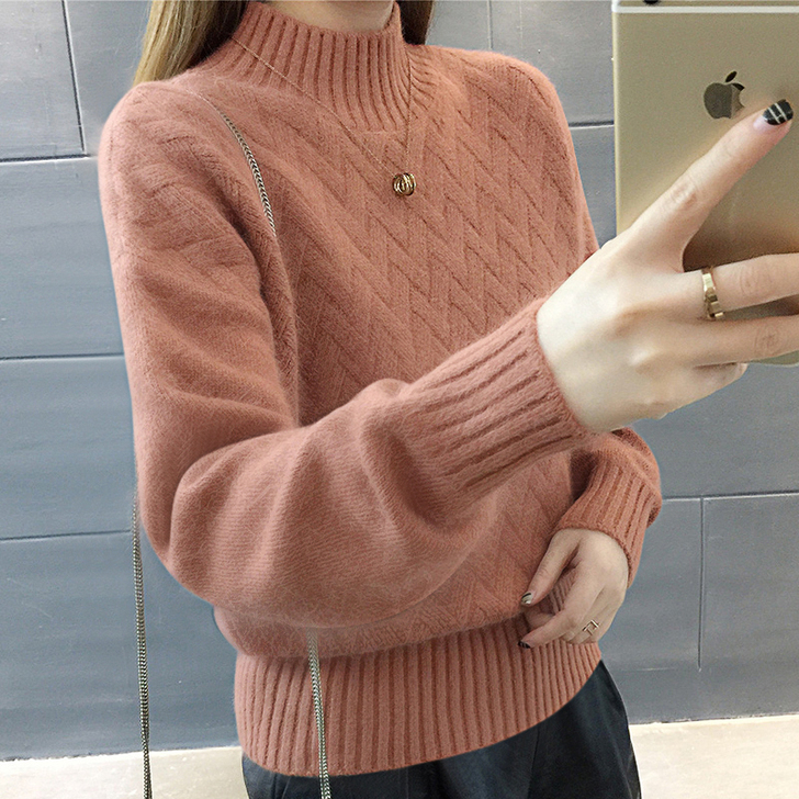 2019秋冬新款半高领毛衣打底衫女修身韩版...