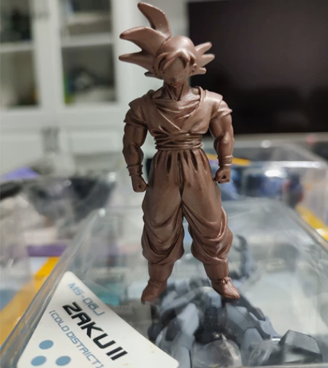 七龙珠 hg扭蛋 铜色悟空，少底座，但可站...