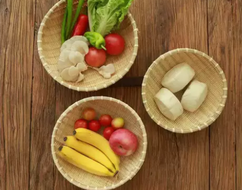 尾货清仓竹编制品洗菜竹篮子小圆簸箕家用农家...