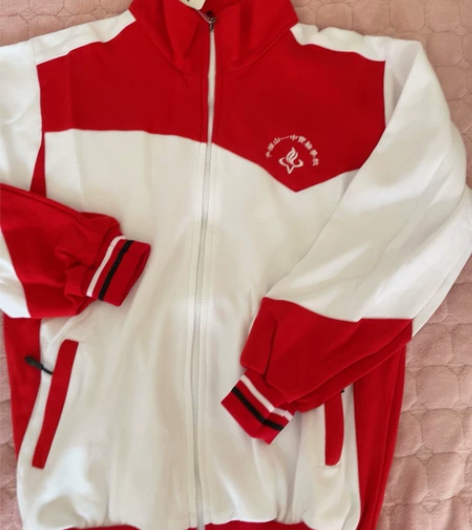 女生校服,全新型号160,春秋红白棉质上衣...
