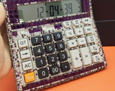 镶钻得力计算器贴钻语音计算机