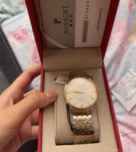 罗西尼手表 5491T01A白间金男表 可...