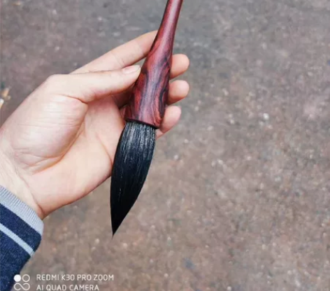红木文房四宝紫檀柳大头毛笔实木原木纯手工制...