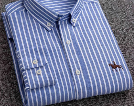 【100%纯棉条纹衬衫】衬衫男士长袖牛津纺...