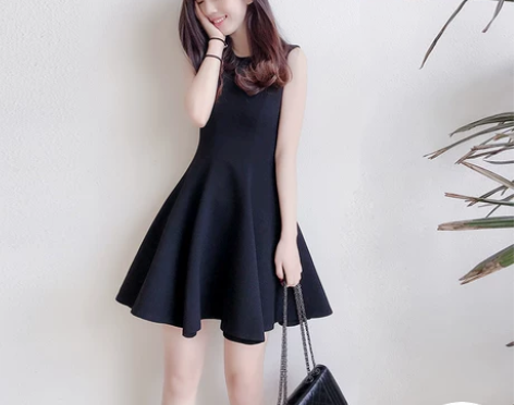 小黑裙连衣裙女法式黑色长裙内搭无袖背心裙复...