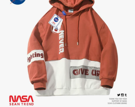 NASA联名重磅纯棉美式拼接卫衣男士潮牌i...