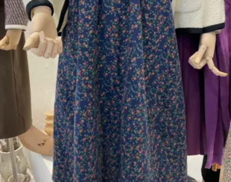碎花加厚磨毛棉高腰a字裙冬裙女半身裙显瘦秋...