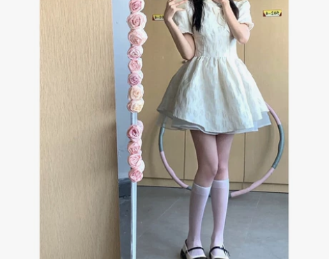 2022夏季新款盐甜系新中式白色连衣裙小众...