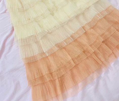 文艺复古渐变纱纱蛋糕裙仙女炒鸡柔软半身裙 ...