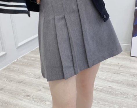 复古高腰不对称百褶裙2022春夏新款甜美学...