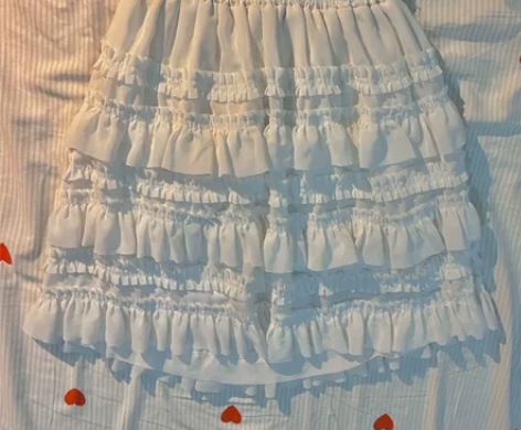 韩国东大门收腰白色花边蛋糕裙 半身裙 有松...