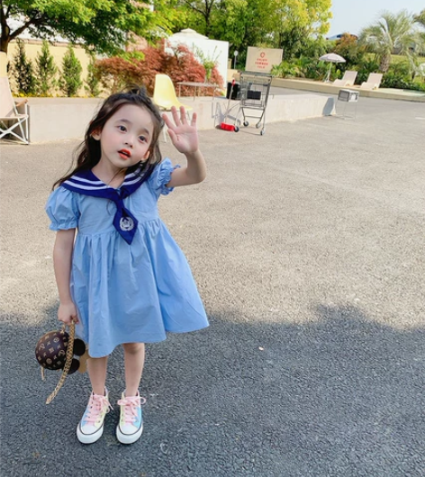 女童连衣裙夏季学院风时尚小女孩2022新款...