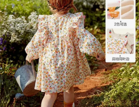 迷你巴拉巴拉灯笼袖复古田园风。110码碎花...