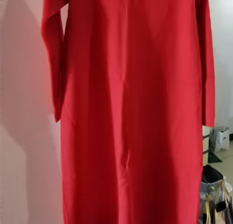 旗袍式改良版配大衣针织连衣裙新款女秋冬季民...