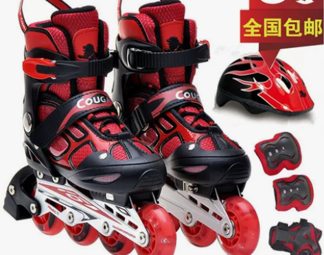 美洲狮旱冰鞋 旱冰鞋正品溜冰鞋儿童全套装可...
