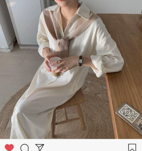 全新包邮惠子家韩国欧尼衬衫裙棉麻小披肩 尺...