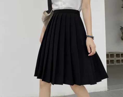 胖mm日系jk学院风班服黑色百褶中裙大码女...
