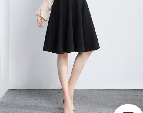 女装大摆裙 中裙 蓬蓬裙 伞裙 酒红色，黑...