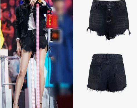 明星同款春夏季新款百搭破洞毛边牛仔短裤显瘦...