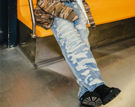 破洞牛仔裤 水洗破洞牛仔裤4Tra 22S...