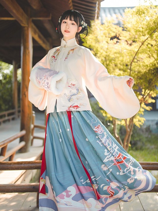正 汉尚华莲 醉龙吟 M码杏色明制衫 汉服...