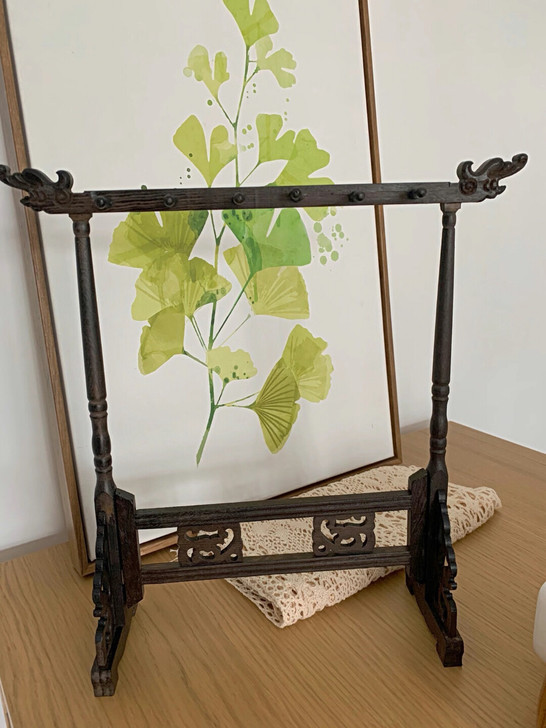 龙头毛笔架6挂12针鸡翅木笔挂 红木文房四...