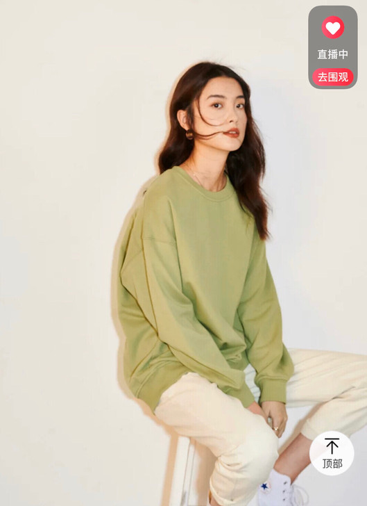 全新初棉素色宽松廓形卫衣 绿色中长卫衣女不...