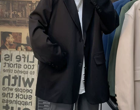 秋季西装外套男新款港风宽松网红痞帅小西服潮...