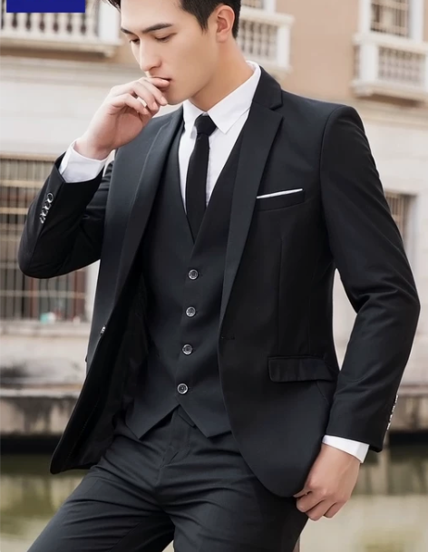 罗蒙西服套装男士三件套商务职业正装小西装